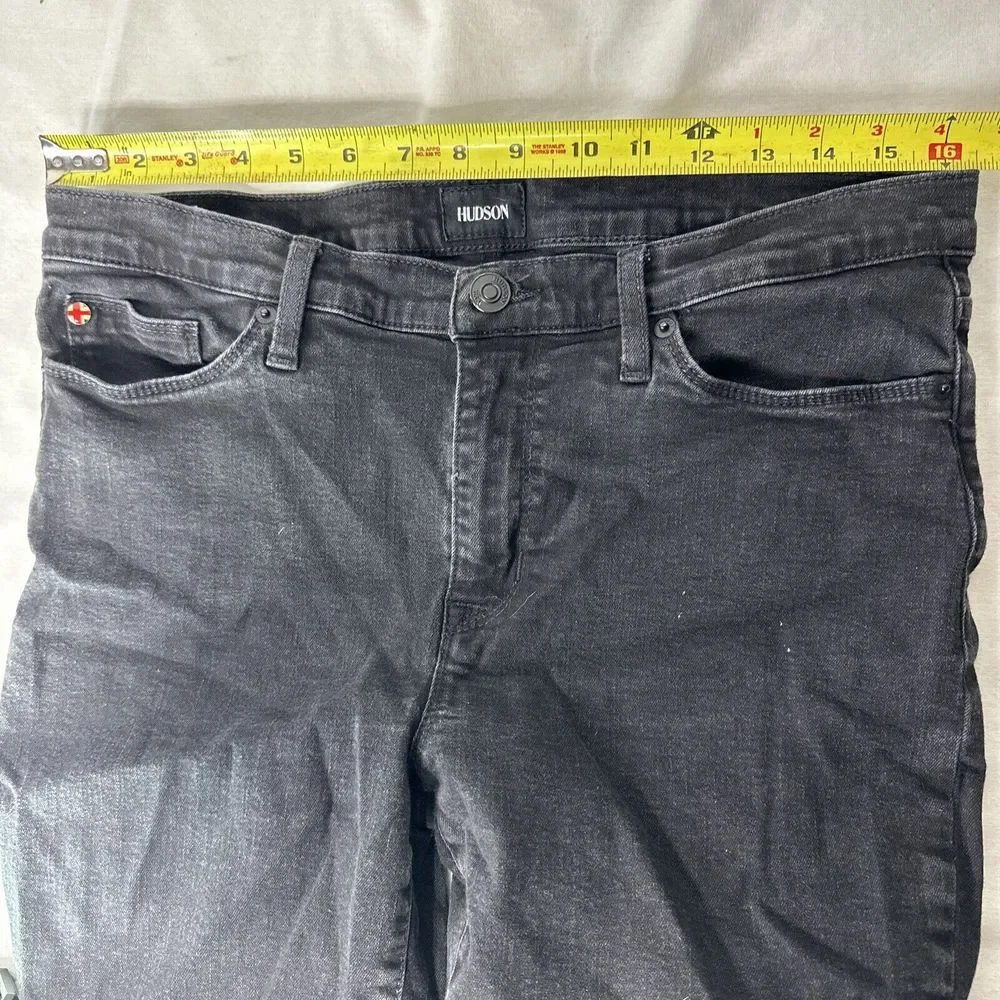 Hudson Jeans‎ Women's 32 Black Natalie Super Skinny Mid Rise Stretch Ankle